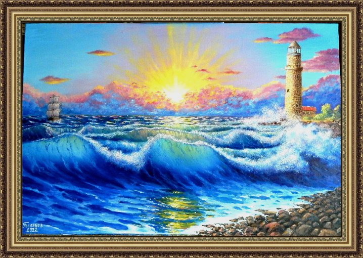 Картина «Маяк и море»
